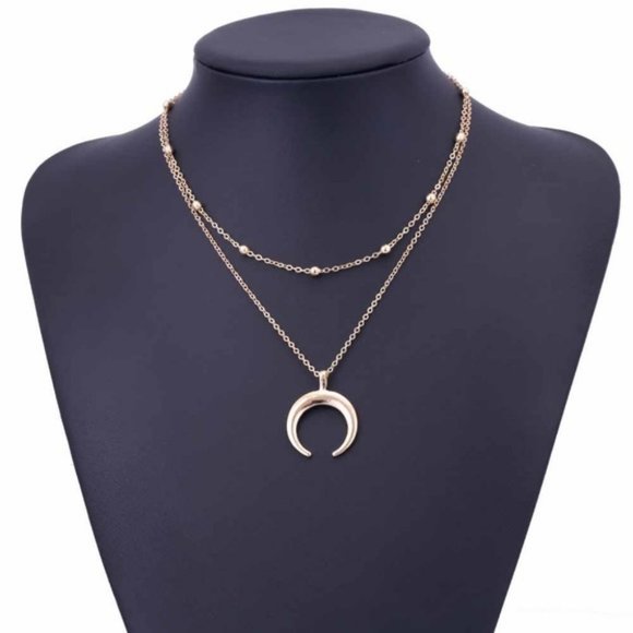 Layered Crescent Horn Necklace (Gold) - Picture 2 of 5
